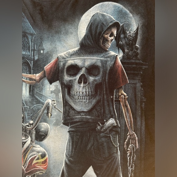 Black Motorcycle Biker Grim Reaper Skull Skeleton - Picture 3 of 12